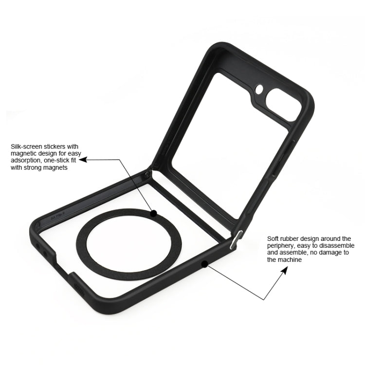 For Samsung Galaxy Z Flip5 MagSafe Frosted TPU + Transparent PC Phone Case(Black) - Galaxy Z Flip5 Cases by PMC TechLife | Online Shopping South Africa | PMC TechLife