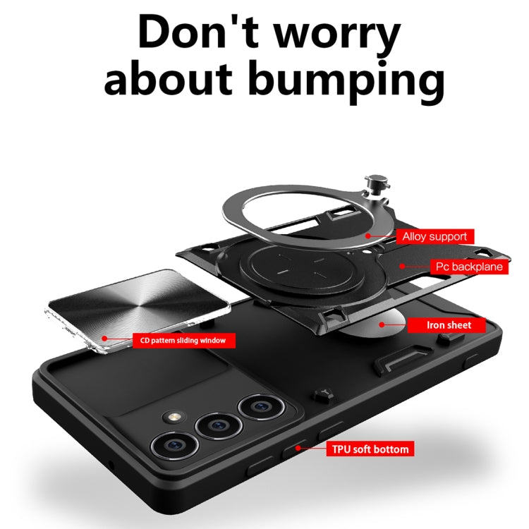 For Samsung Galaxy S23 FE 5G CD Texture Sliding Camshield Magnetic Holder Phone Case(Blue) - free shipping - PMC TechLife - Order now!