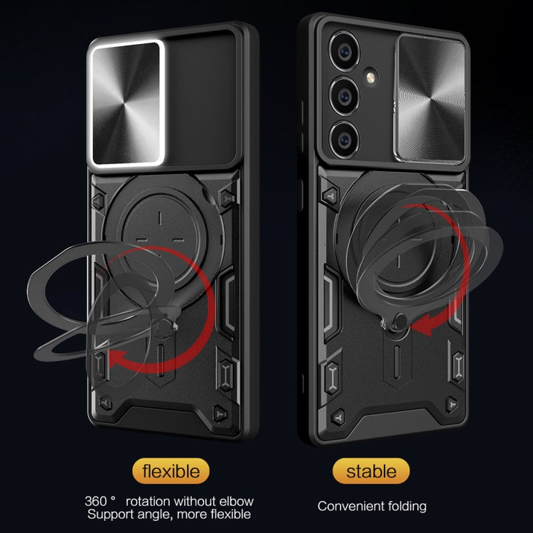 For Samsung Galaxy S23 FE 5G CD Texture Sliding Camshield Magnetic Holder Phone Case(Blue) - free shipping - PMC TechLife - Order now!