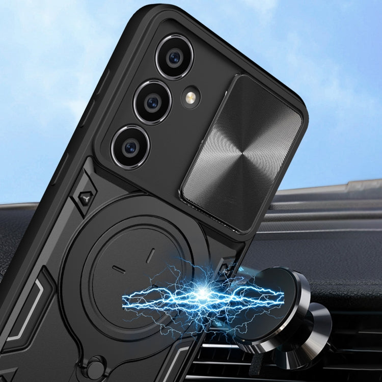 For Samsung Galaxy S23 FE 5G CD Texture Sliding Camshield Magnetic Holder Phone Case(Blue) - free shipping - PMC TechLife - Order now!