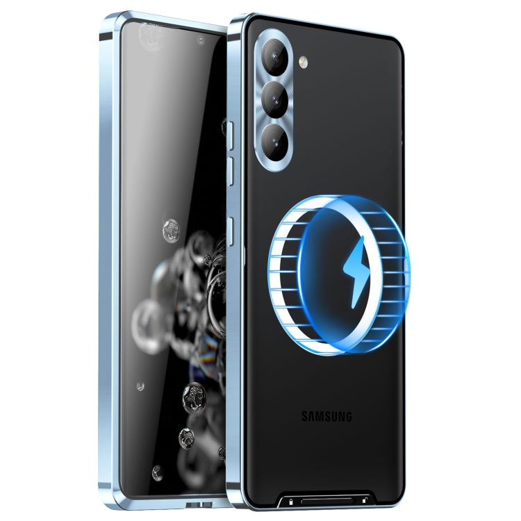 For Samsung Galaxy S24 5G MagSafe Magnetic Frosted Metal Phone Case(Blue) - Galaxy S24 5G Cases by PMC TechLife | Online Shopping South Africa | PMC TechLife