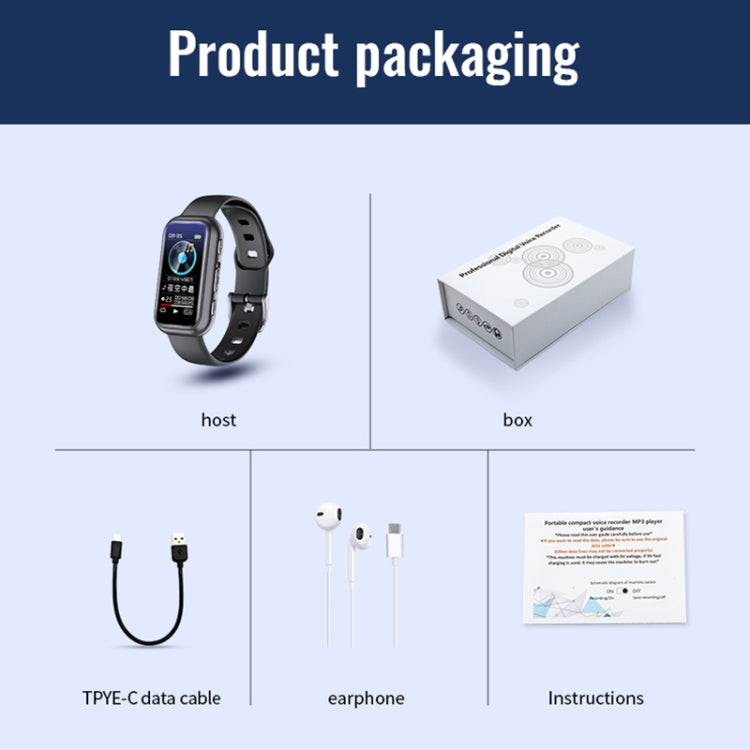 JNN S16 Smart HD Noise Reduction Bluetooth MP3 Voice Control Recording Bracelet, Memory:4GB - free shipping - PMC TechLife - Order now!