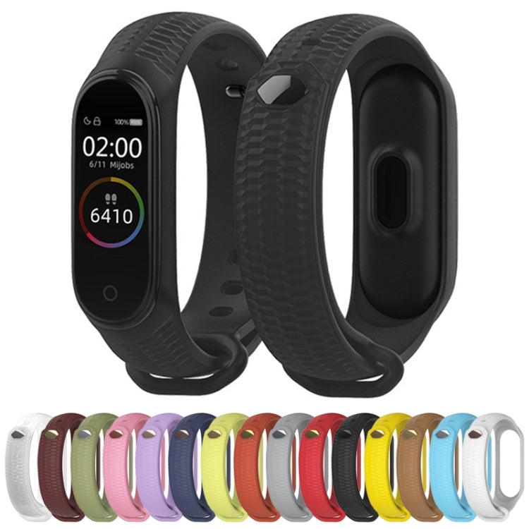 For Xiaomi Mi Band 3 / 4 Mijobs Honeycomb Textured Silicone Watch Band, Aurora Positive Buckle(White) - free shipping - PMC TechLife - Order now!