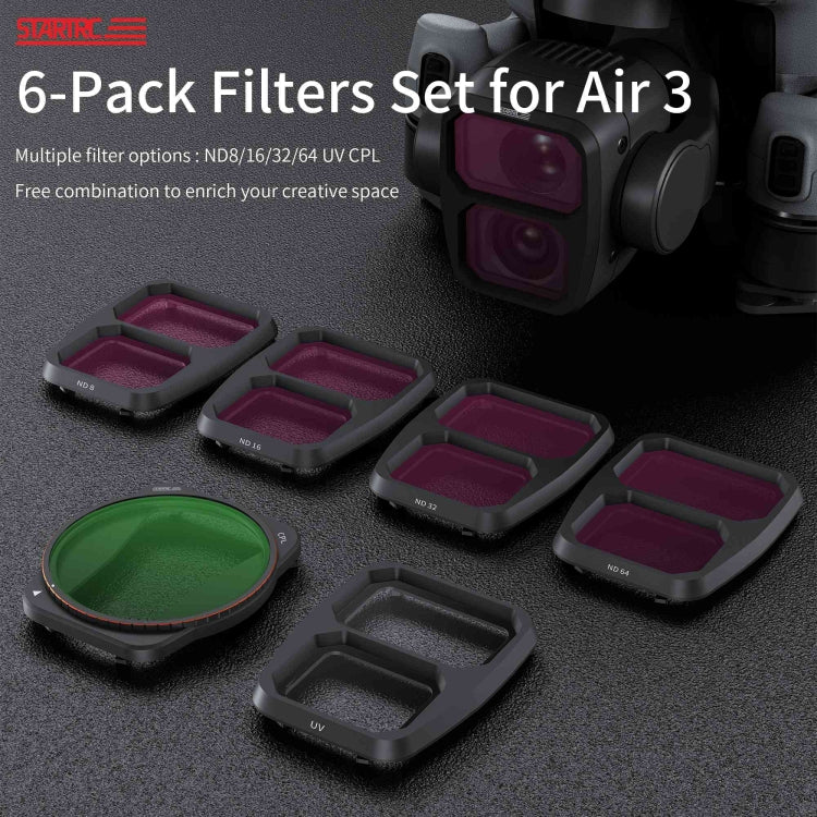 For DJI Air 3 STARTRC Drone Lens Filter, Lens:6 in 1 ND8/16/32/64 UV CPL - free shipping - PMC TechLife - Order now!