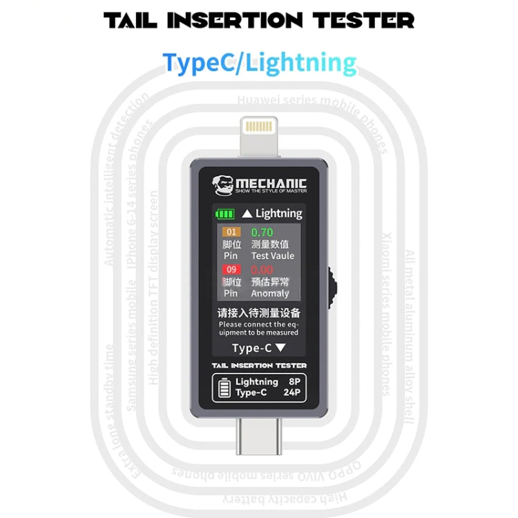 Mechanic T-824 Type-C to Lightning High Precision Digital Display Tail Insertion Tester - free shipping - PMC TechLife - Order now!