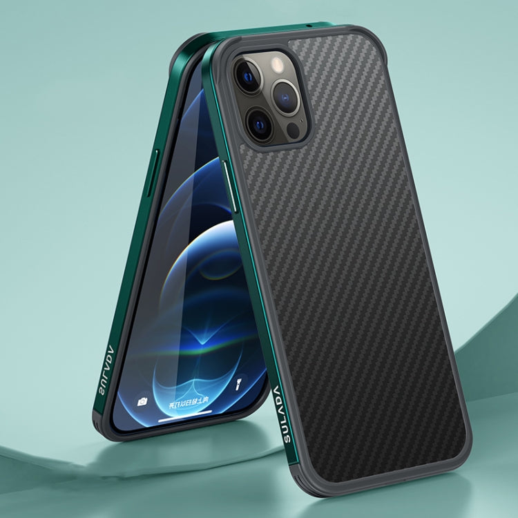For iPhone 13 Pro SULADA Luxury 3D Carbon Fiber Textured Metal + TPU Frame Phone Case(Dark Green) - iPhone 13 Pro Cases by SULADA | Online Shopping South Africa | PMC TechLife | Buy Now Pay Later Mobicred