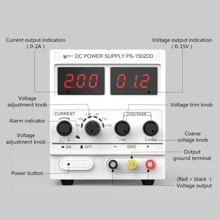 BEST 1502DD 15V / 2A Digital Display DC Regulated Power Supply, 220V EU Plug - free shipping - PMC TechLife - Order now!