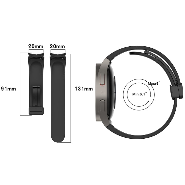 For Samsung Galaxy Watch 6 / 6 Classic Magnetic Folding Black Buckle Silicone Watch Band(Black) - Watch Bands by PMC TechLife | Online Shopping South Africa | PMC TechLife | Buy Now Pay Later Mobicred