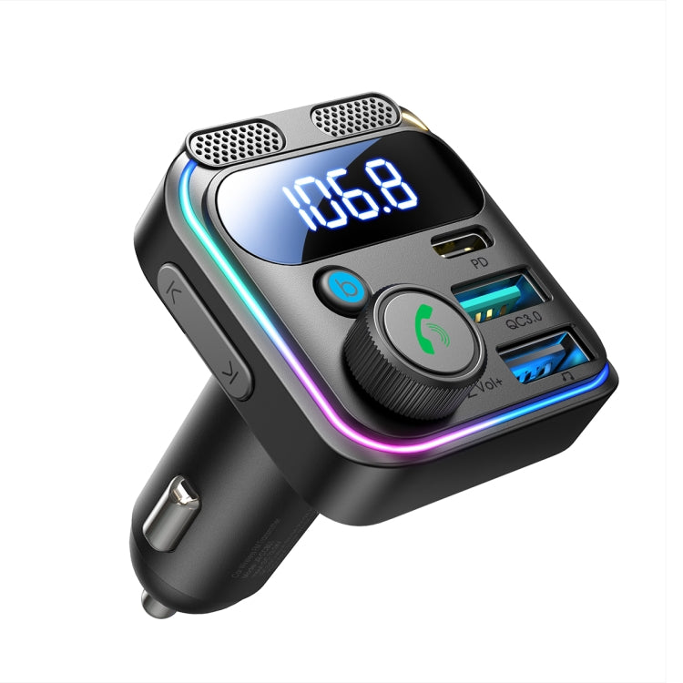 JOYROOM JR-CCB01 48W Dual-Mic Car Wireless FM Transmitter(Black) - Bluetooth Car Kits by JOYROOM | Online Shopping South Africa | PMC TechLife | Buy Now Pay Later Mobicred