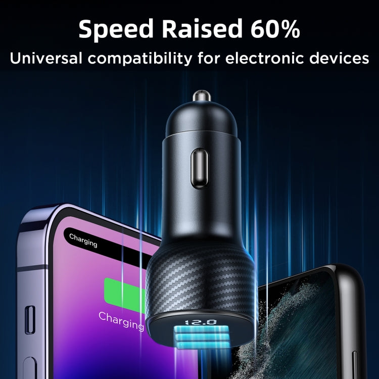 JOYROOM JR-CCD03 3.4A 3 x USB Ports Digital Display Car Charger(Black) - Car Charger by JOYROOM | Online Shopping South Africa | PMC TechLife | Buy Now Pay Later Mobicred