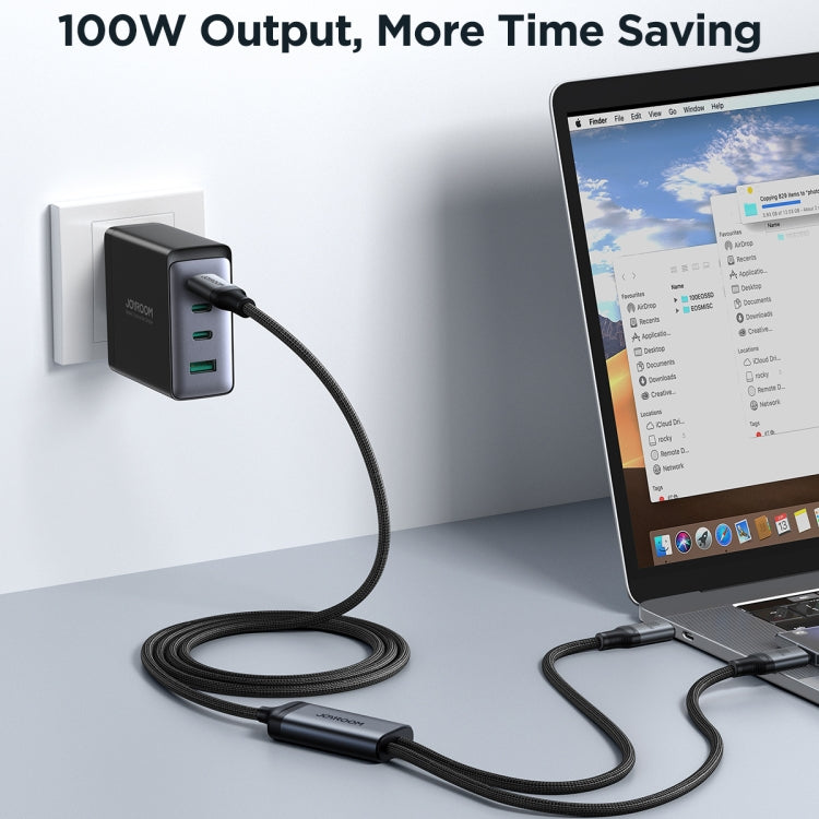 JOYROOM A21 100W Type-C to Dual Type-C 2 in 1 Charging Cable, Length: 1.5m(Black) - USB-C & Type-C Cable by JOYROOM | Online Shopping South Africa | PMC TechLife | Buy Now Pay Later Mobicred