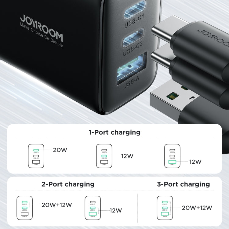 JOYRO0M JR-TCF10 32W Dual USB-C/Type-C+USB Fast Charger, Plug:UK Plug(Black) - USB Charger by JOYROOM | Online Shopping South Africa | PMC TechLife