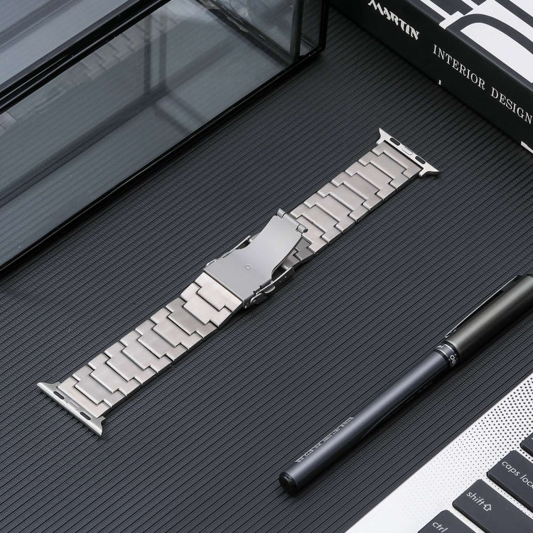For Apple Watch SE 2023 44mm Safety Buckle Titanium Steel Watch Band(Silver) - Watch Bands by PMC TechLife | Online Shopping South Africa | PMC TechLife