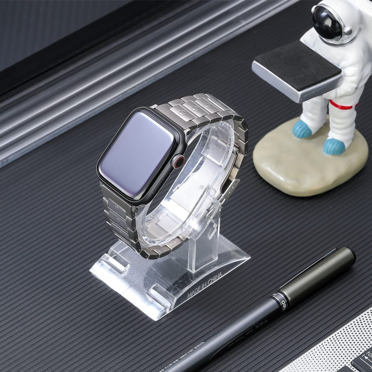 For Apple Watch SE 2023 44mm Safety Buckle Titanium Steel Watch Band(Silver) - Watch Bands by PMC TechLife | Online Shopping South Africa | PMC TechLife