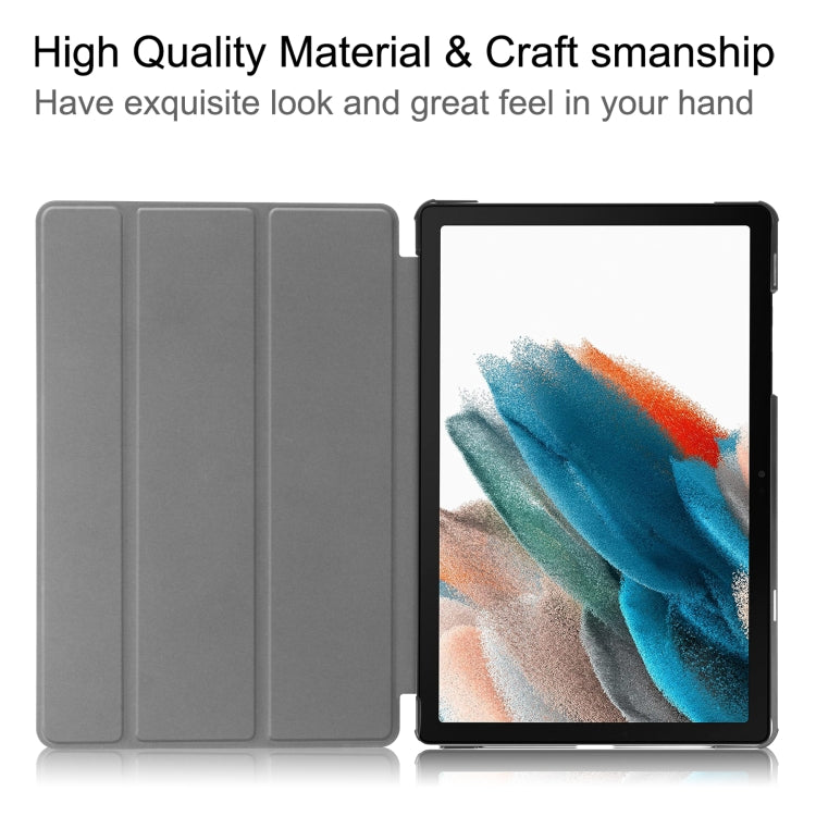 For Samsung Galaxy Tab A9 Custer Pure Color 3-Fold Holder Leather Tablet Case(Dark Blue) - free shipping - PMC TechLife - Order now!