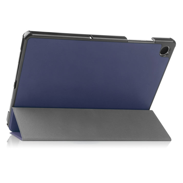 For Samsung Galaxy Tab A9 Custer Pure Color 3-Fold Holder Leather Tablet Case(Dark Blue) - free shipping - PMC TechLife - Order now!