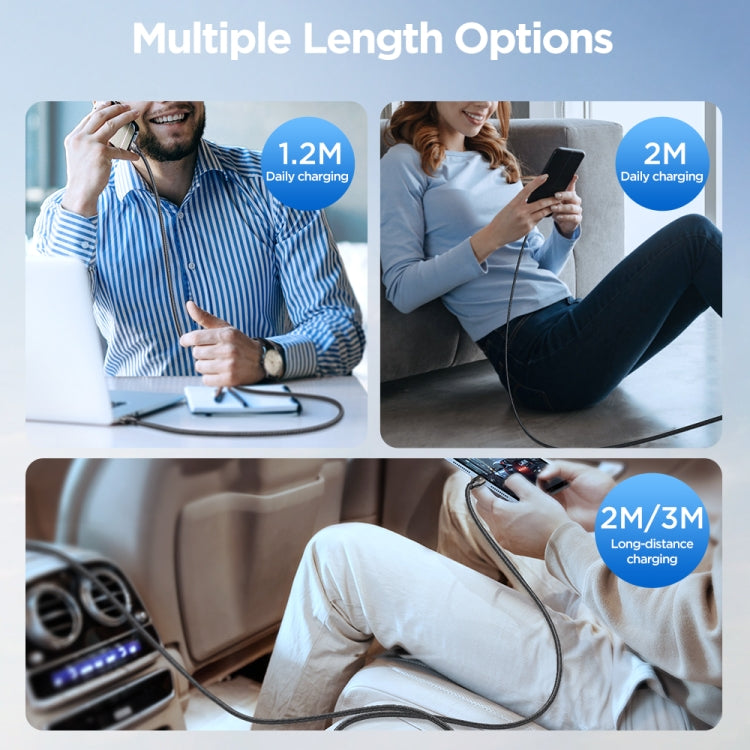 JOYROOM SA25-AC3 3A USB to USB-C/Type-C Fast Charge Data Cable, Length:2m(Black) - USB-C & Type-C Cable by JOYROOM | Online Shopping South Africa | PMC TechLife