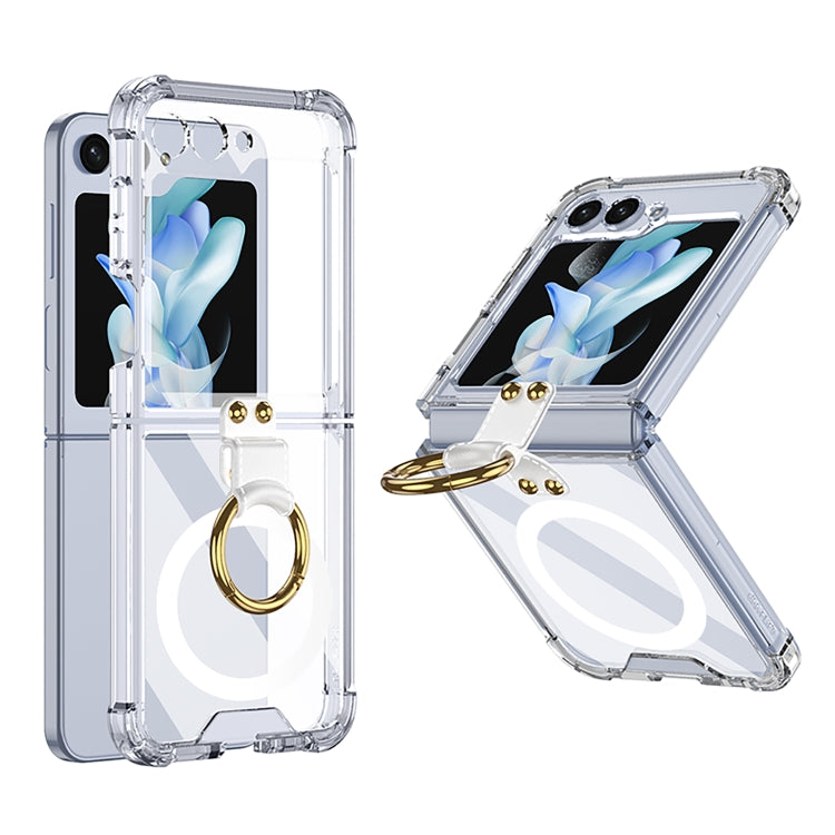 For Samsung Galaxy Z Flip5 GKK MagSafe Airbag Hinge Shockproof Phone Case with Ring Holder(Transparent) - Galaxy Z Flip5 Cases by GKK | Online Shopping South Africa | PMC TechLife | Buy Now Pay Later Mobicred