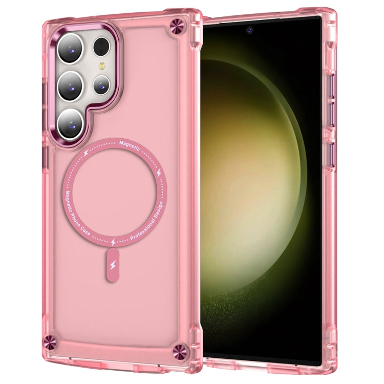 For Samsung Galaxy S23 Ultra 5G Skin Feel TPU + PC MagSafe Magnetic Phone Case(Transparent Pink) - Galaxy S23 Ultra 5G Cases by PMC TechLife | Online Shopping South Africa | PMC TechLife
