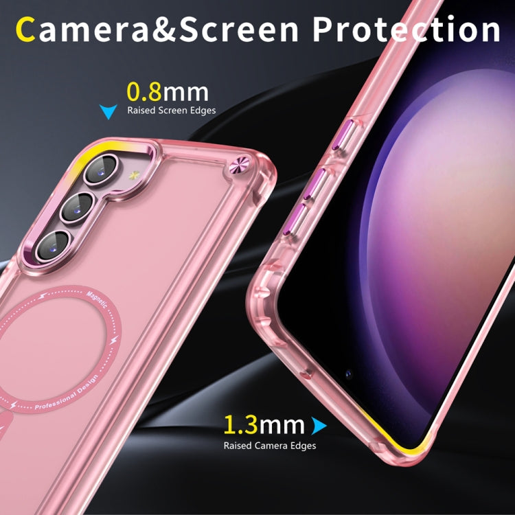 For Samsung Galaxy S22 5G Skin Feel TPU + PC MagSafe Magnetic Phone Case(Transparent Pink) - Galaxy S22 5G Cases by PMC TechLife | Online Shopping South Africa | PMC TechLife
