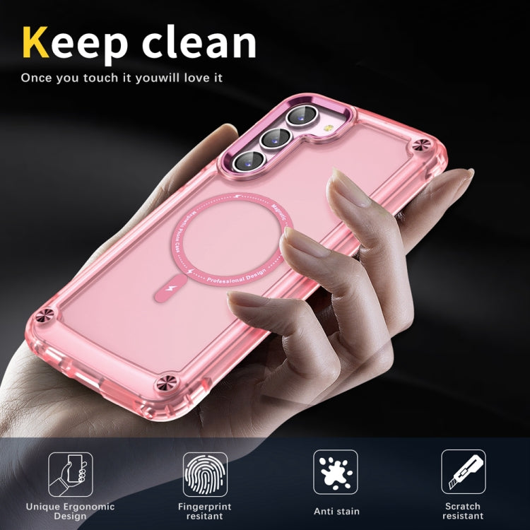 For Samsung Galaxy S22 5G Skin Feel TPU + PC MagSafe Magnetic Phone Case(Transparent Pink) - Galaxy S22 5G Cases by PMC TechLife | Online Shopping South Africa | PMC TechLife