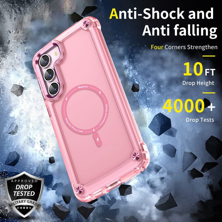 For Samsung Galaxy S22 5G Skin Feel TPU + PC MagSafe Magnetic Phone Case(Transparent Pink) - Galaxy S22 5G Cases by PMC TechLife | Online Shopping South Africa | PMC TechLife