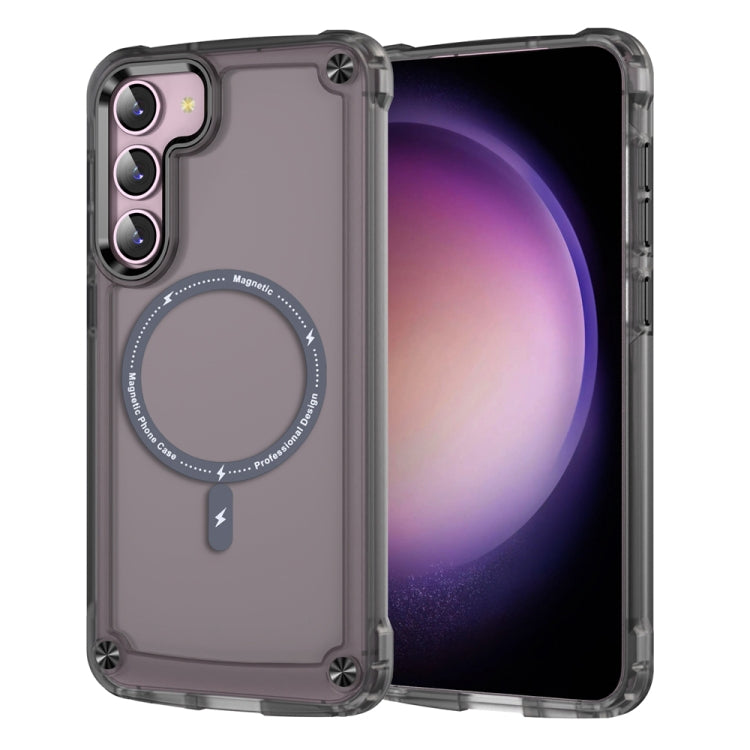 For Samsung Galaxy S22 5G Skin Feel TPU + PC MagSafe Magnetic Phone Case(Transparent Black) - Galaxy S22 5G Cases by PMC TechLife | Online Shopping South Africa | PMC TechLife