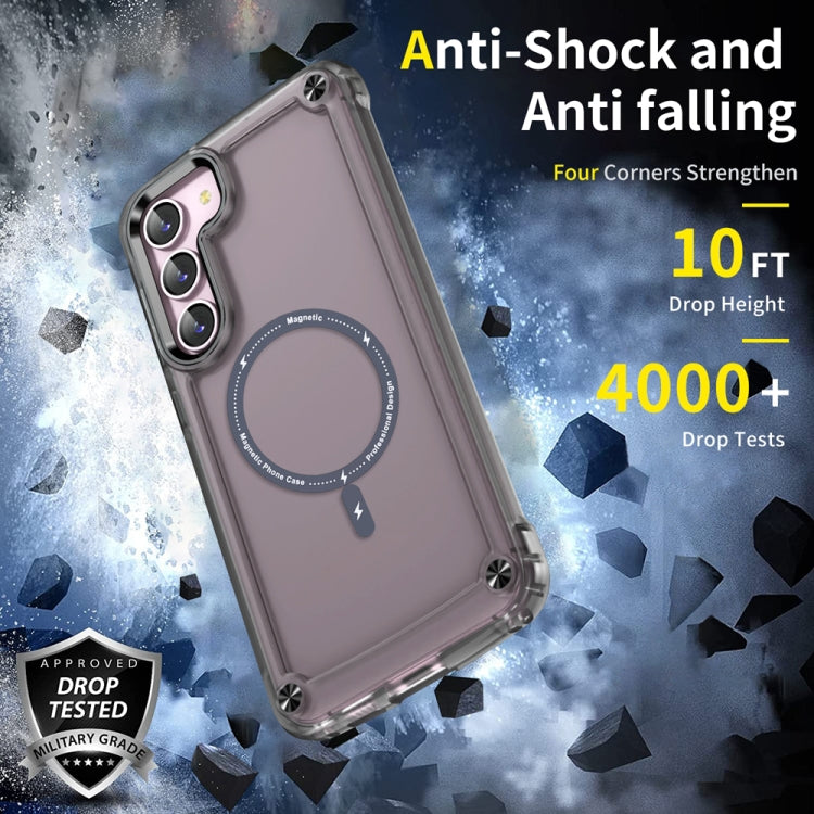 For Samsung Galaxy S22 5G Skin Feel TPU + PC MagSafe Magnetic Phone Case(Transparent Black) - Galaxy S22 5G Cases by PMC TechLife | Online Shopping South Africa | PMC TechLife