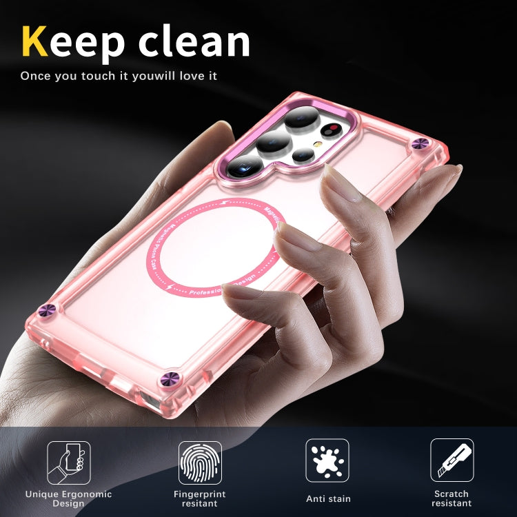 For Samsung Galaxy S24 Ultra 5G Skin Feel TPU + PC MagSafe Magnetic Phone Case(Transparent Pink) - free shipping - PMC TechLife - Order now!