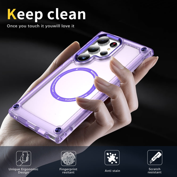 For Samsung Galaxy S24 Ultra 5G Skin Feel TPU + PC MagSafe Magnetic Phone Case(Transparent Purple) - Galaxy S24 Ultra 5G Cases by PMC TechLife | Online Shopping South Africa | PMC TechLife