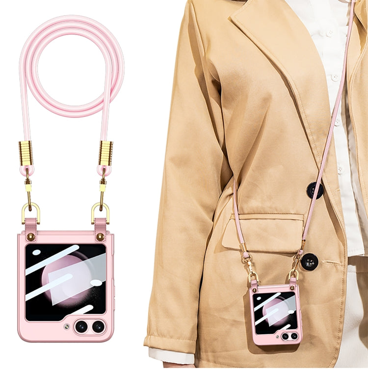 For Samsung Galaxy Z Flip5 GKK Cross-body Ultra-thin PC Phone Case with Strap(Pink) - Galaxy Z Flip5 Cases by GKK | Online Shopping South Africa | PMC TechLife
