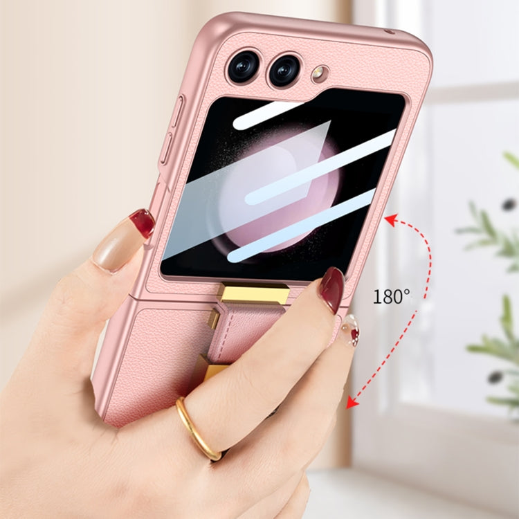 For Samsung Galaxy Z Flip5 GKK Ultra-thin Z Ring Holder Leather Phone Case(Pink) - Galaxy Z Flip5 Cases by GKK | Online Shopping South Africa | PMC TechLife | Buy Now Pay Later Mobicred