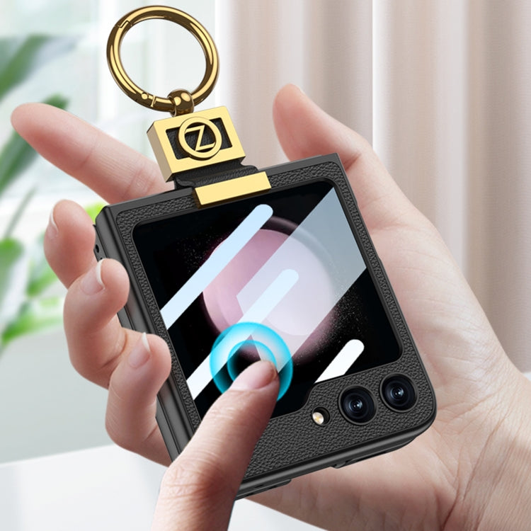 For Samsung Galaxy Z Flip5 GKK Ultra-thin Z Ring Holder Leather Phone Case(Green) - free shipping - PMC TechLife - Order now!