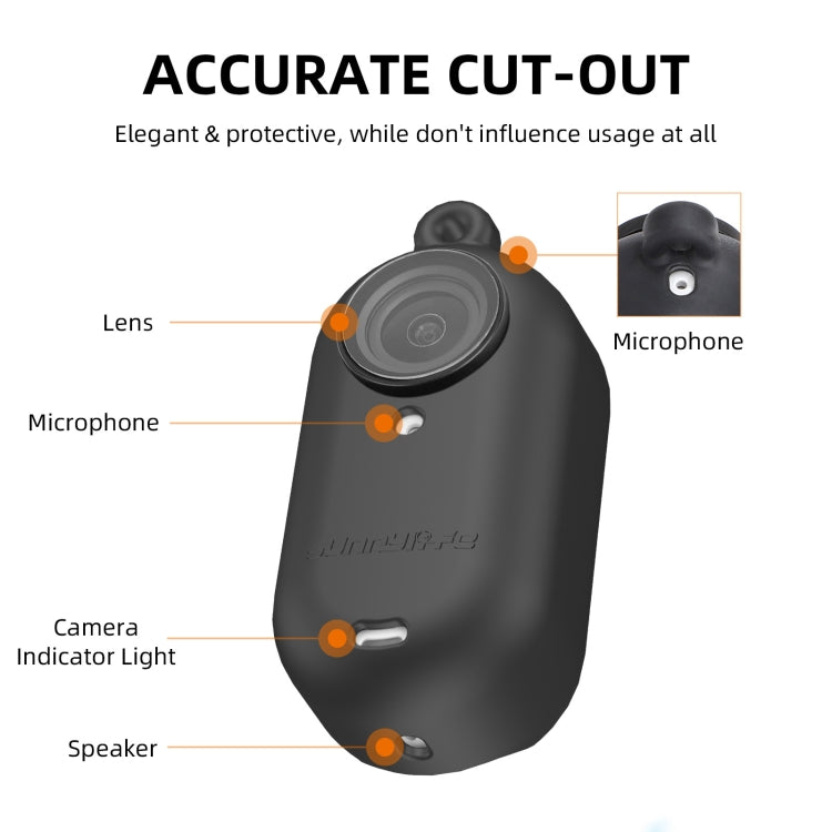 For Insta360 Go 3 Sunnylife IST-BHT594 Camera Body Silicone Case with Lens Cap & Neck Strap(Black) - free shipping - PMC TechLife - Order now!