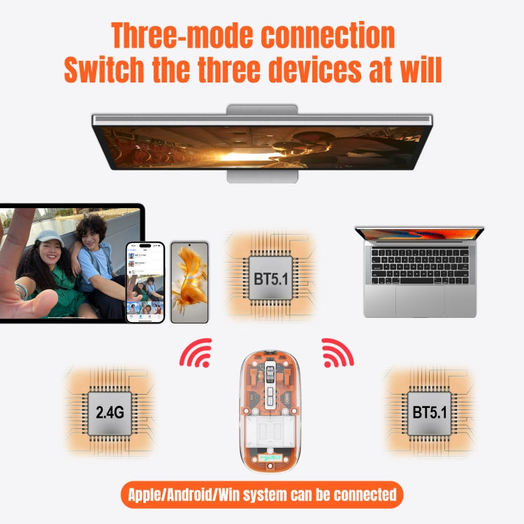 HXSJ T900 Transparent Magnet Three-mode Wireless Gaming Mouse(Black) - free shipping - PMC TechLife - Order now!