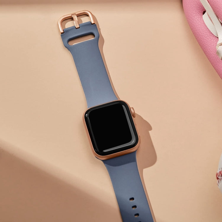 For Apple Watch Series 9 41mm Pin Buckle Silicone Watch Band(Blue Grey) - Watch Bands by PMC TechLife | Online Shopping South Africa | PMC TechLife