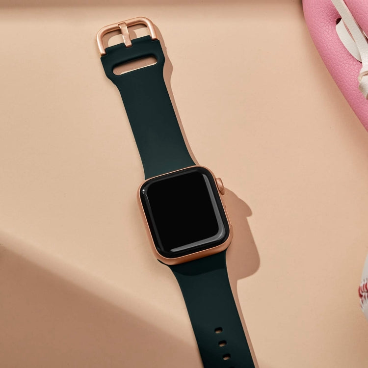 For Apple Watch Series 9 41mm Pin Buckle Silicone Watch Band(Dark Green) - Watch Bands by PMC TechLife | Online Shopping South Africa | PMC TechLife
