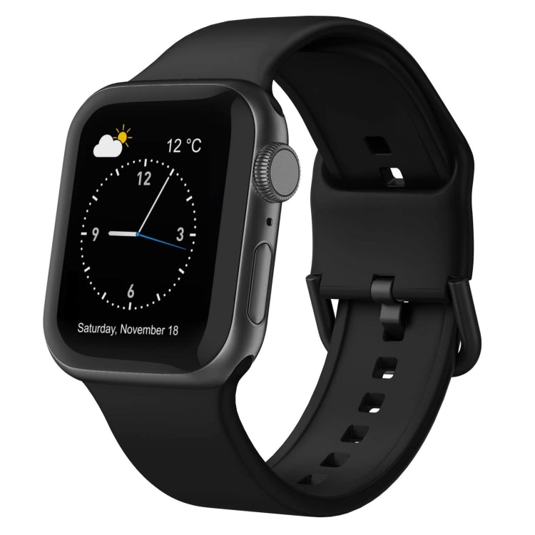 For Apple Watch Series 9 45mm Pin Buckle Silicone Watch Band(Black) - Watch Bands by PMC TechLife | Online Shopping South Africa | PMC TechLife