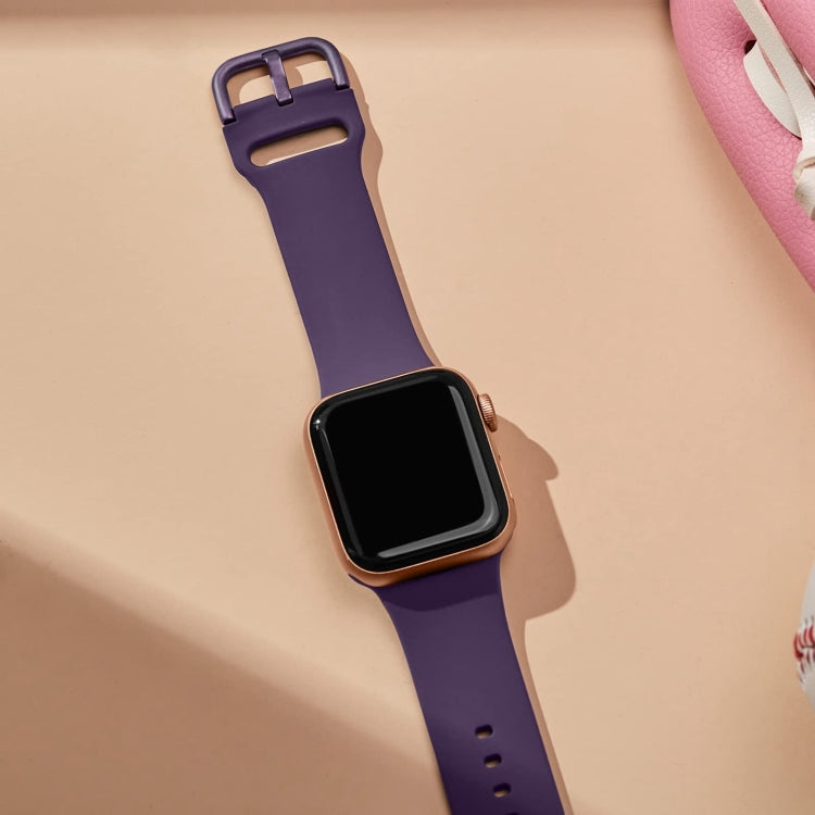 For Apple Watch Series 9 45mm Pin Buckle Silicone Watch Band(Dark Purple) - Watch Bands by PMC TechLife | Online Shopping South Africa | PMC TechLife