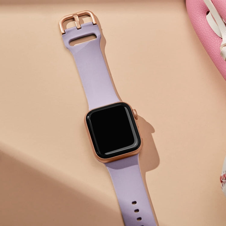For Apple Watch SE 2023 44mm Pin Buckle Silicone Watch Band(Baby Purple) - Watch Bands by PMC TechLife | Online Shopping South Africa | PMC TechLife