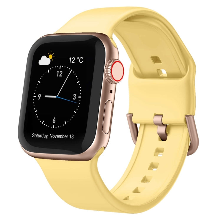 For Apple Watch SE 2023 44mm Pin Buckle Silicone Watch Band(Yellow) - Watch Bands by PMC TechLife | Online Shopping South Africa | PMC TechLife