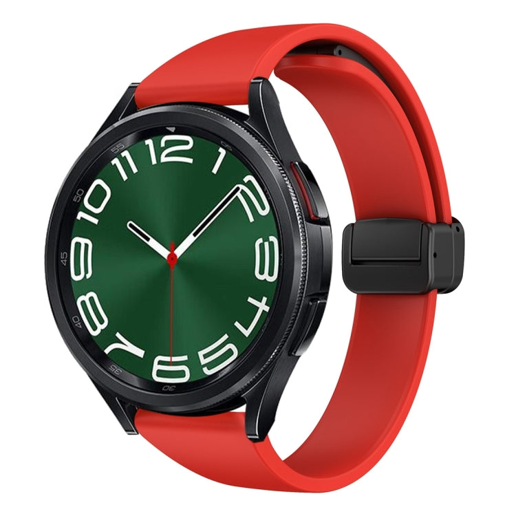 For Samsung Galaxy Watch 6 / 6 Classic Magnetic Black Buckle Slim Silicone Watch Band(Red) - Watch Bands by PMC TechLife | Online Shopping South Africa | PMC TechLife