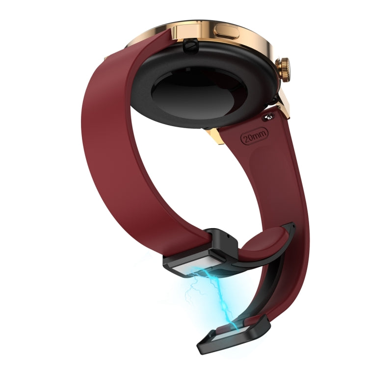 For Samsung Galaxy Watch 6 / 6 Classic Magnetic Black Buckle Slim Silicone Watch Band(Wine Red) - Watch Bands by PMC TechLife | Online Shopping South Africa | PMC TechLife