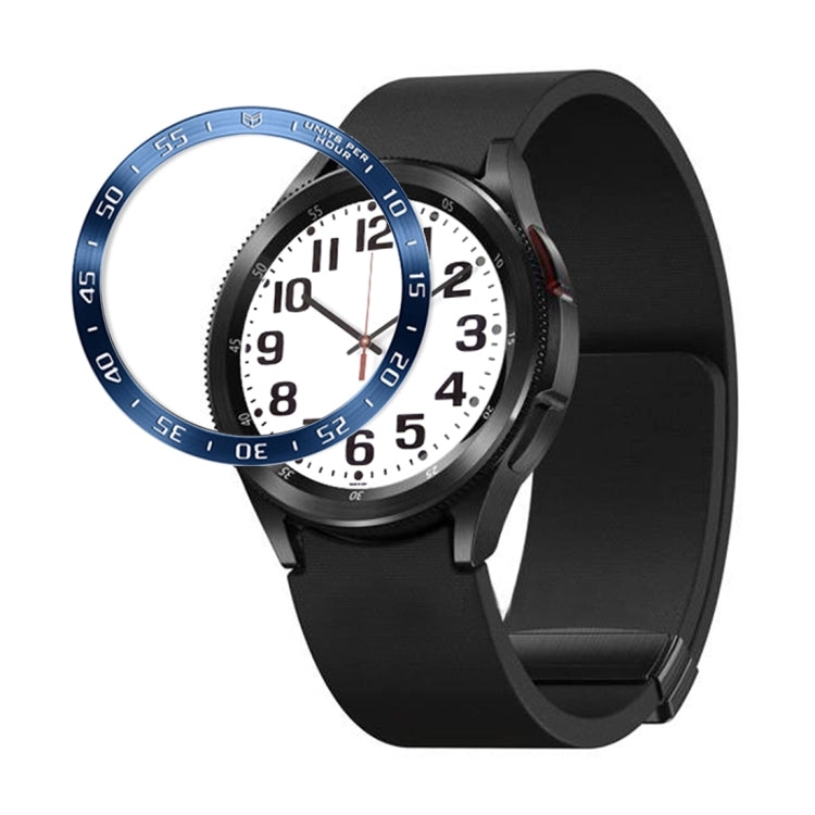 For Samsung Galaxy Watch6 Classic 43mm A Style Smart Watch Steel Ring Protective Frame(Blue) - Watch Cases by PMC TechLife | Online Shopping South Africa | PMC TechLife