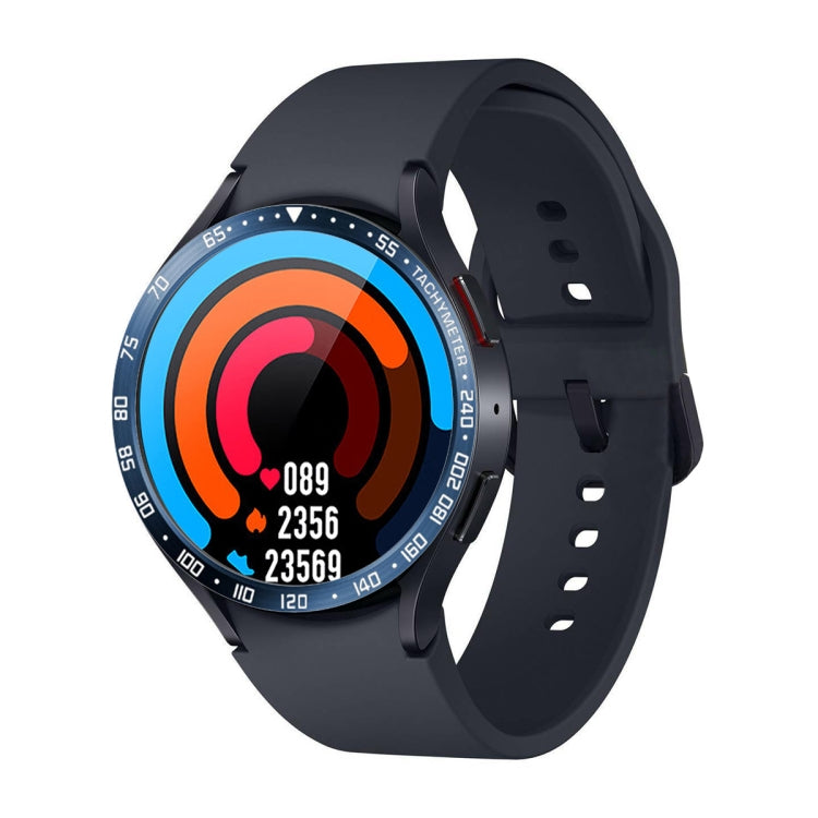 For Samsung Galaxy Watch6 Classic 43mm E Style Smart Watch Steel Ring Protective Frame(Blue) - Watch Cases by PMC TechLife | Online Shopping South Africa | PMC TechLife