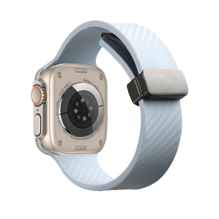 For Apple Watch 2 38mm Carbon Fiber Pattern Magnetic Buckle Silicone Watch Band(Sky Blue) - Watch Bands by PMC TechLife | Online Shopping South Africa | PMC TechLife