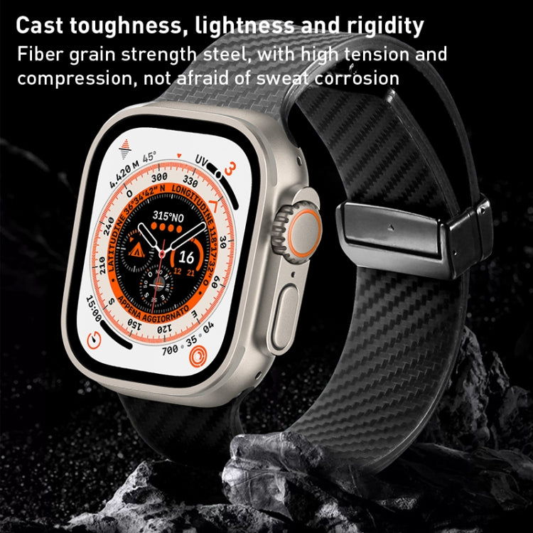 For Apple Watch 8 45mm Carbon Fiber Pattern Magnetic Buckle Silicone Watch Band(Royal Blue) - Watch Bands by PMC TechLife | Online Shopping South Africa | PMC TechLife
