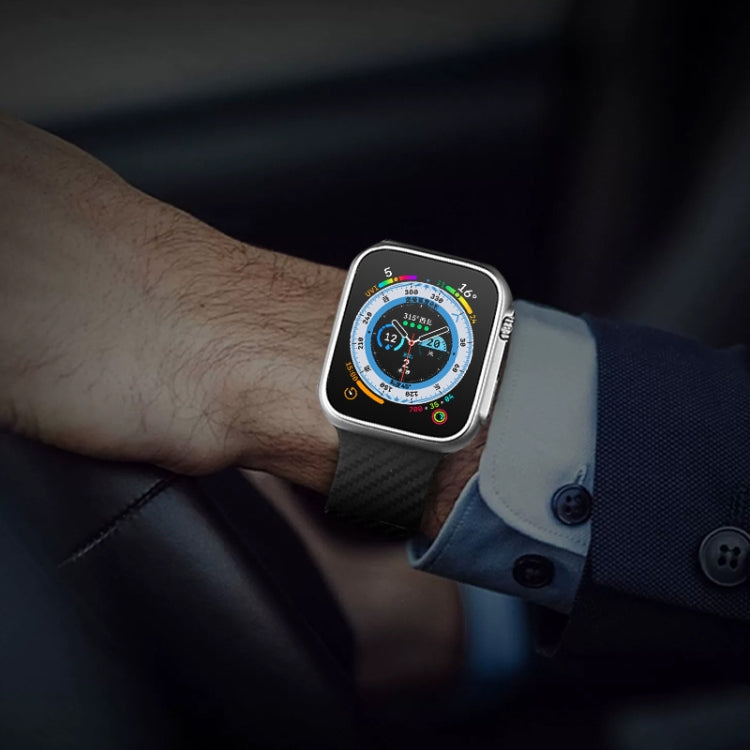 For Apple Watch Ultra 49mm Carbon Fiber Pattern Magnetic Buckle Silicone Watch Band(Apricot Color) - Watch Bands by PMC TechLife | Online Shopping South Africa | PMC TechLife