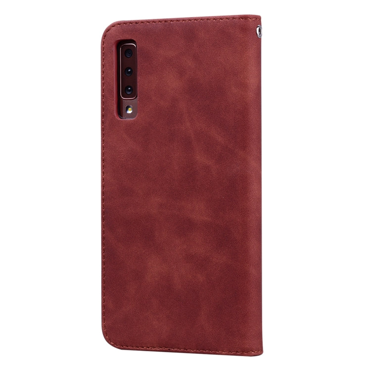 For Samsung Galaxy A7 (2018) Frosted Business Magnetic Horizontal Flip PU Leather Case with Holder & Card Slot & Lanyard(Brown) - Galaxy Phone Cases by PMC TechLife | Online Shopping South Africa | PMC TechLife | Buy Now Pay Later Mobicred