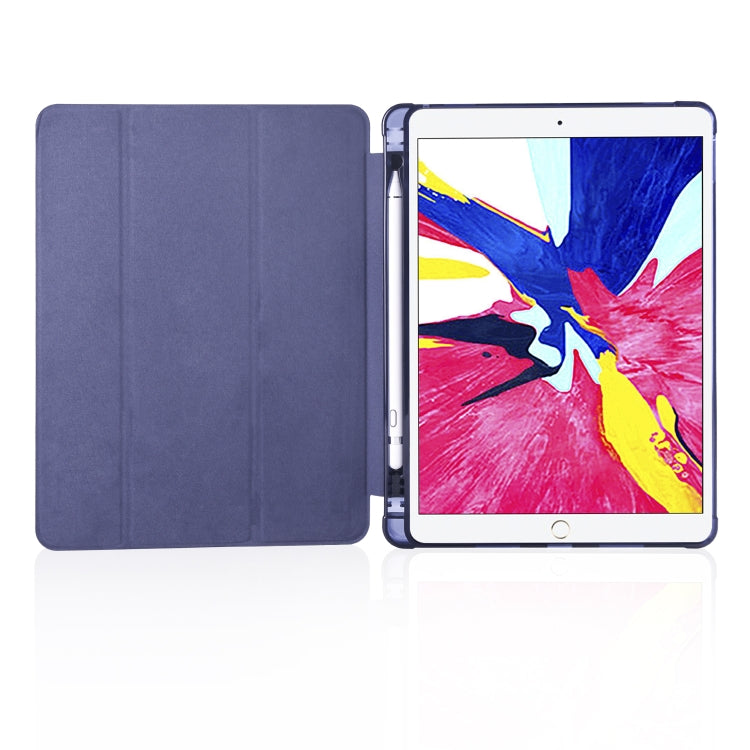For iPad Pro 10.5 inch / Air 3 10.5 inch 3-folding Horizontal Flip PU Leather + Shockproof TPU Case with Holder & Pen Slot(Dark Blue) - free shipping - PMC TechLife - Order now!